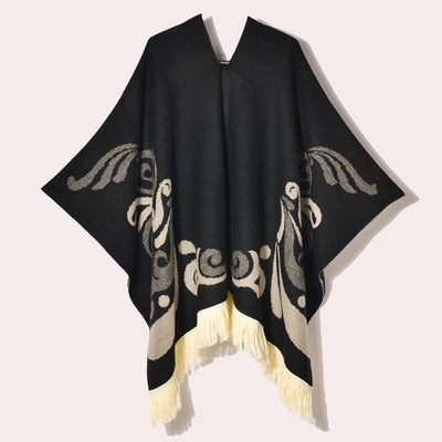Poncho Denim Estilo Western con Flecos - Abrigo Cálido Unisex para Exteriores - Image 86