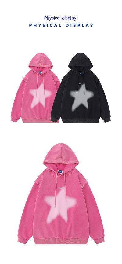 Suéter Holgado Estilo Americano XINGX con Estampado Desgastado y Mangas Desmontables para Parejas - Image 8