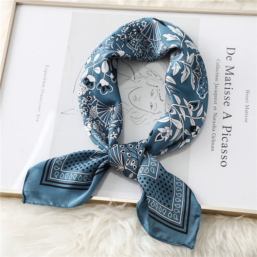 Pañuelo de Seda Estampado con Rayas - Versátil y Combinable - Image 33