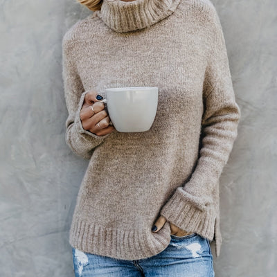 Suéter Cuello Alto Manga Larga para Mujer - Estilo Europeo