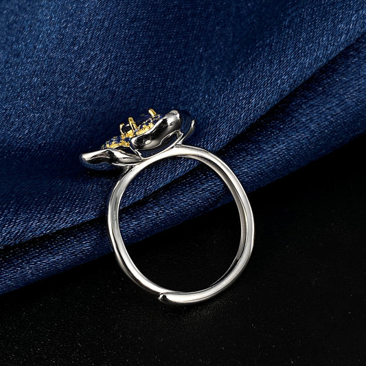 Anillo de Plata 925 con Zafiro y Diseño Floral Exclusivo para Mujer - Image 2