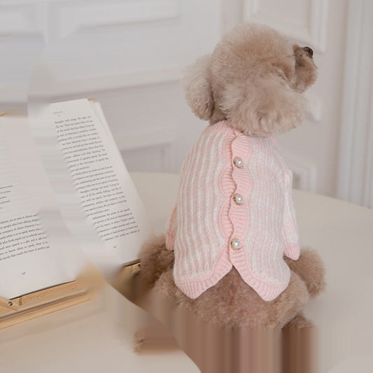 Cardigan Suéter de Perla para Mascotas Otoño e Invierno