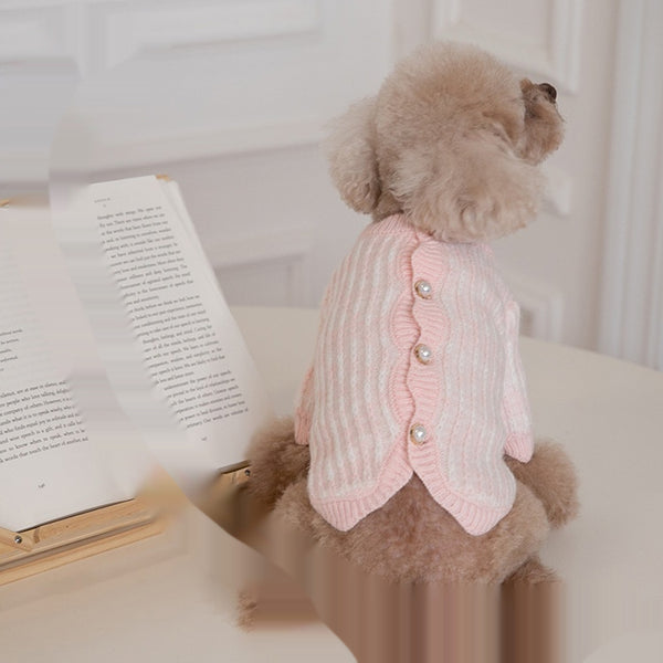 Cardigan Suéter de Perla para Mascotas Otoño e Invierno