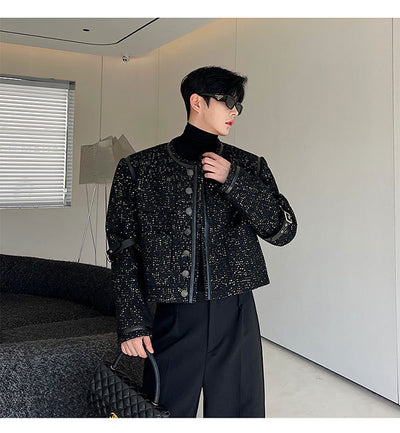 Abrigo Clásico de Cuero con Detalles de Lentejuelas y Cierre Desmontable para Hombre - Image 11
