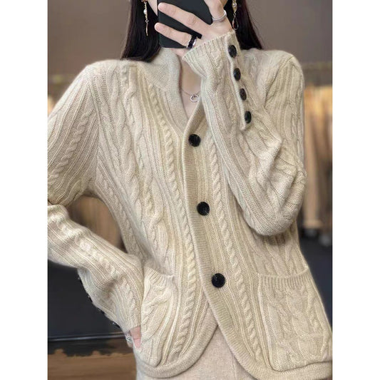 Chaqueta de Lana Tejida Estilo Occidental con Bolsillos - Image 2