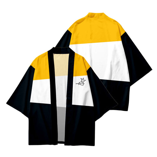 Camisa Haori Kimono con Estampado de Costura - Manga Tres Cuartos
