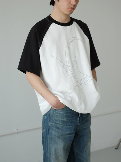 Playera Estampado Líneas Manga Raglan - Image 3