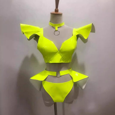 Traje de Cuero Charol Brillante Sexy para Escenario