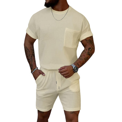 Conjunto Deportivo Casual: Shorts y Playera Waffle Cuello Redondo con Bolsillo - Image 8