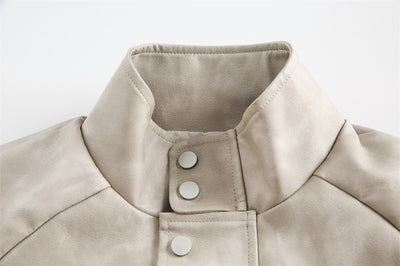 Abrigo de Cuello Alto en Cuero Genuino para Hombre - Primavera y Otoño - Image 14