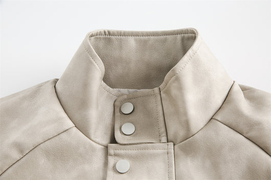 Abrigo de Cuello Alto en Cuero Genuino para Hombre - Primavera y Otoño - Image 14