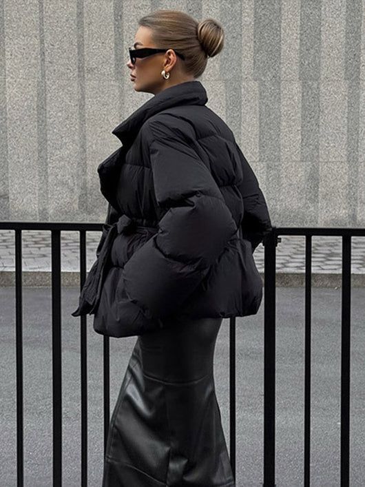 Chaqueta de Algodón con Cintura Controlada y Solapas de Encaje - Image 8