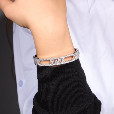 Pulsera de Letras con Incrustaciones de Cobre y Circón de 11MM - Image 3