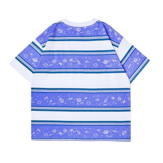 Playera Casual Holgada a Rayas para Hombre - Cuello Redondo Manga Corta - Image 9