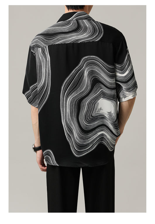 Camisa Casual Hombre Manga Corta Contraste Retro Suelta - Image 17