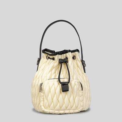 Bolso de Hombro Acolchado Nylon con Cordón y Diseño Rombo - Image 3