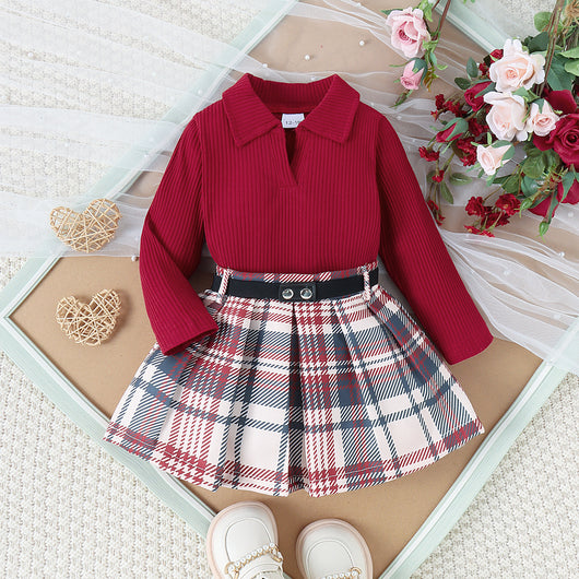 Conjunto Elegante de Otoño e Invierno para Niñas con Falda Plisada de Manga Larga - Image 6