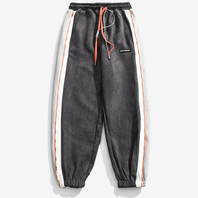 Pantalón Suelto de Gamuza con Contraste de Colores y Cintura Ajustable - Image 2