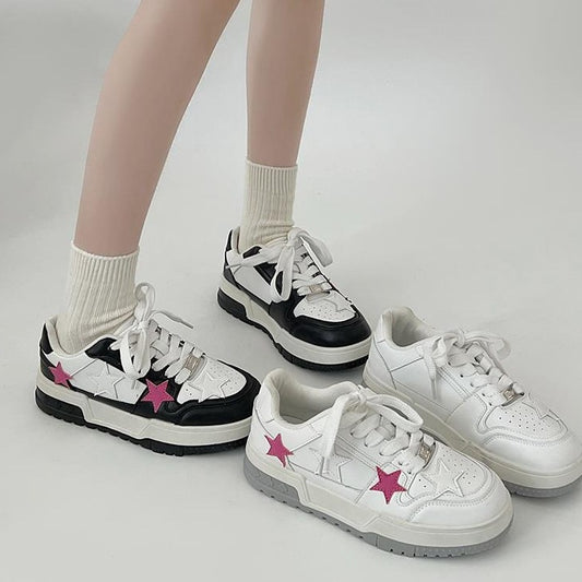 Zapatillas Deportivas Coreanas de Punta Redonda - Estilo Versátil y Elegante