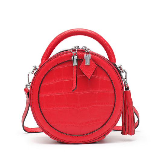 Bolso Redondo de Cuero para Mujer - Mensajero Compacto - Image 9