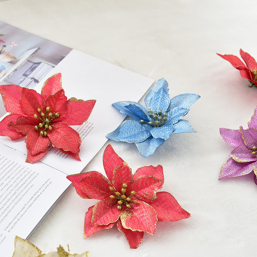 Flor Navideña Dorada de 13cm con Tres Capas - Image 14
