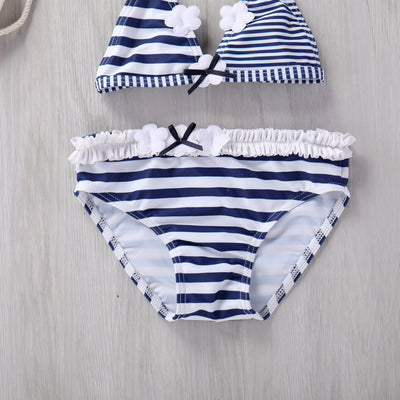 Traje de Baño Infantil con Encaje y Rayas - Image 2