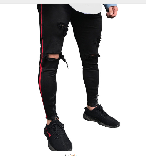 Jeans Skinny Rotos con Franja Lateral