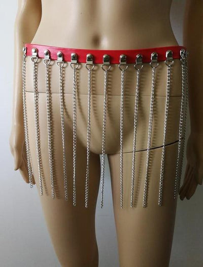 Arnés de Cuero para Mujer con Cadenas Plateadas - Joyería de Playa WRB1001 - Image 3