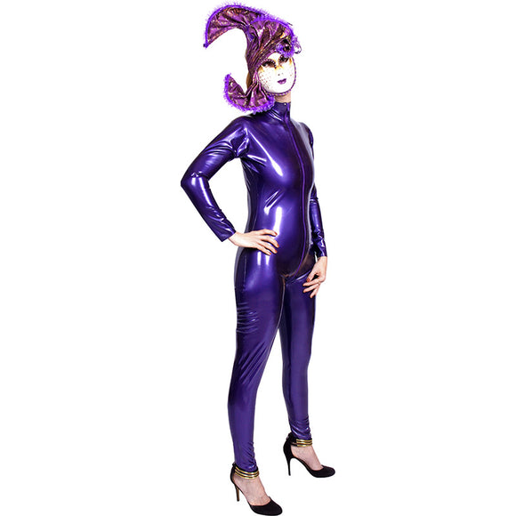 Traje de Látex Púrpura Personalizado para Mujer