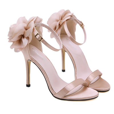 Sandalias de Tacón Fino con Flores para Mujer - Image 4