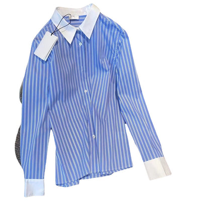 Blusa Clásica a Rayas Azul y Blanco para Mujer - Image 3