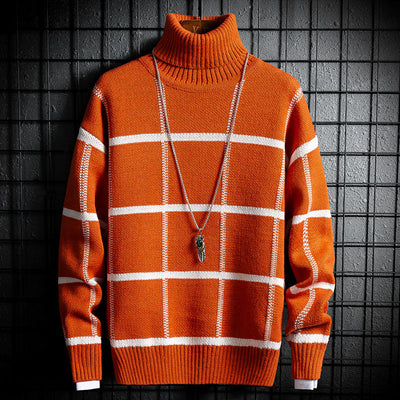 Suéter de Invierno para Niños Cuello Alto Estilo Coreano Tartán Cálido - Image 13