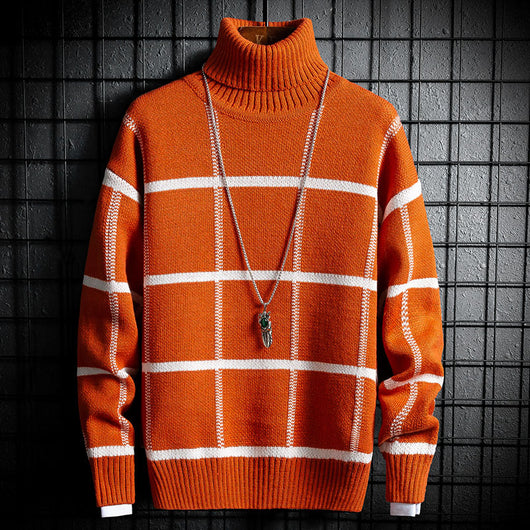 Suéter de Invierno para Niños Cuello Alto Estilo Coreano Tartán Cálido - Image 13