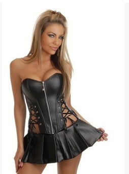 Corsé Steampunk Sexy de Cuero Sintético Negro - Image 4