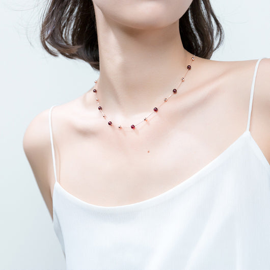 Collar de Granate en Plata 925 - Cadena Escote - Image 2