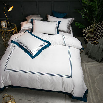 Juego de Cama Blanco 4 Piezas Algodón Puro Estilo Europeo - Image 20
