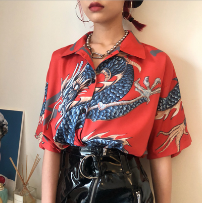 Camiseta Vintage Dragón Harajuku Unisex - Estilo Street BF Oversize - Image 4