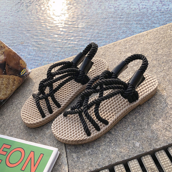 Sandalias Romanas Tejidas de Cáñamo para Mujer