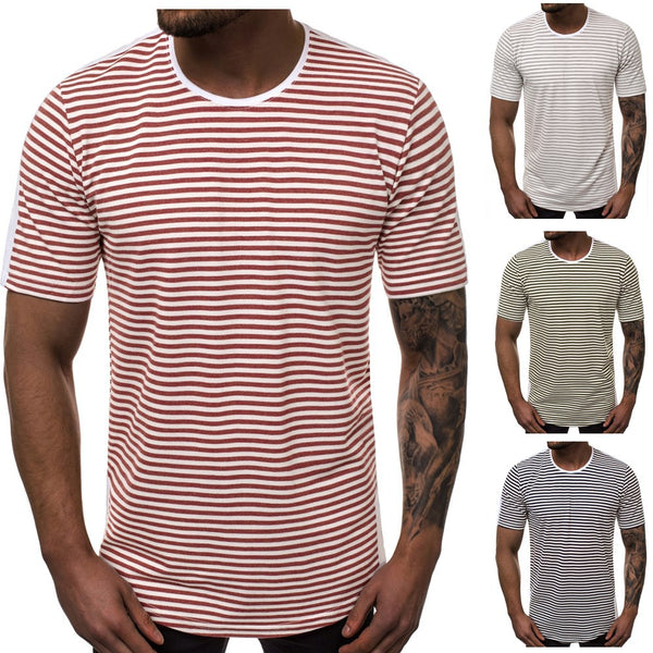 Playera de Cuello Redondo con Degradado a Rayas