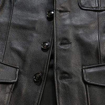 Blazer de Cuero Casual Abotonado Simple - Image 16