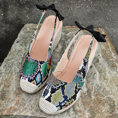 Sandalias de Tacón Cuña Verano con Moño Elegante - Image 3