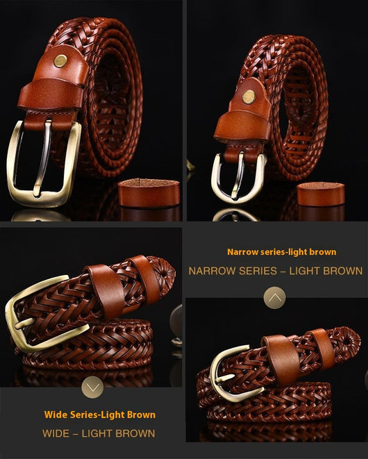 Cinturón de Cuero Artesanal para Parejas con Hebilla de Pasador Trendy - Image 16