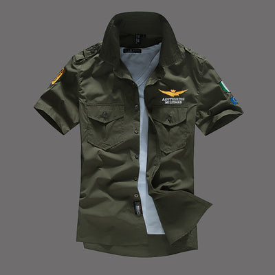 Camisa Militar Manga Corta Bordada para Hombre - Image 2