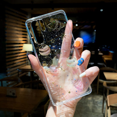 Funda de teléfono con planeta de lentejuelas transparente - Image 14