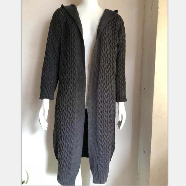 Cardigan Tejido con Capucha Mujer - Suéter Liso Versátil
