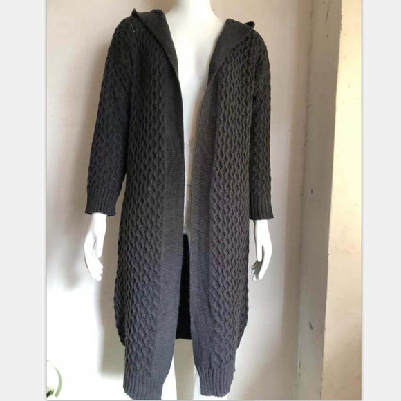 Cardigan Tejido con Capucha Mujer - Suéter Liso Versátil