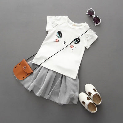 Conjunto Infantil Gato Adorable con Falda Abullonada y Detalles de Mariposa - Image 6