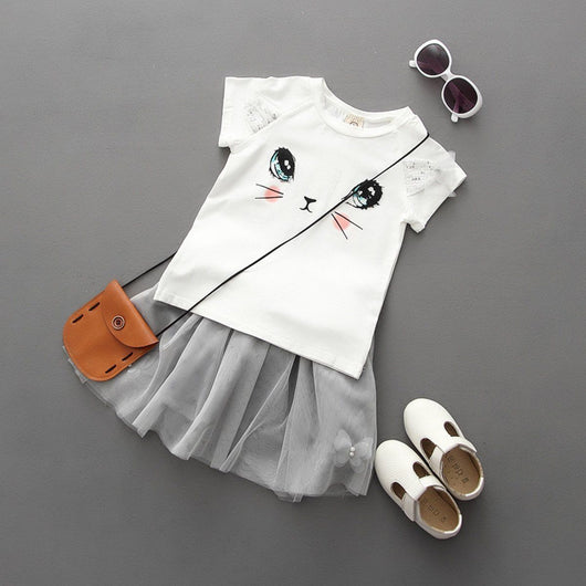 Conjunto Infantil Gato Adorable con Falda Abullonada y Detalles de Mariposa - Image 6
