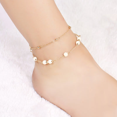 Pulsera Tobillera Doble Capa Turquesa Estilo Europeo - Image 3