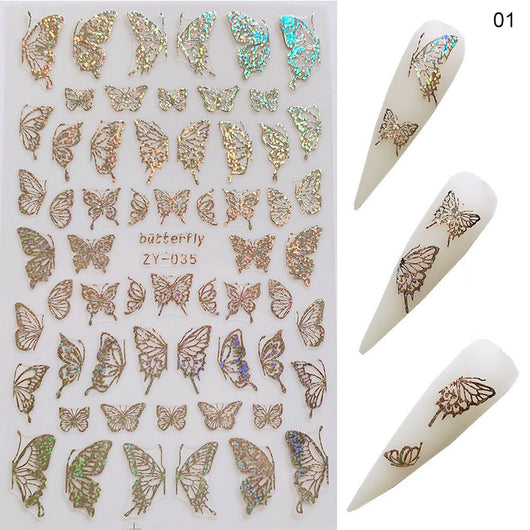 Calcomanías Láser de Mariposa para Uñas - Diseño Simulado Delgado